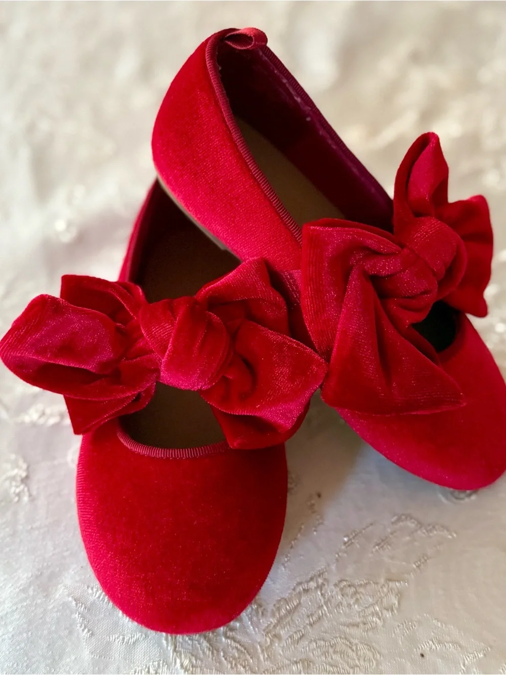 Old Navy Toddler Girls Red Velvet Bow Ballet Flats, Size 9